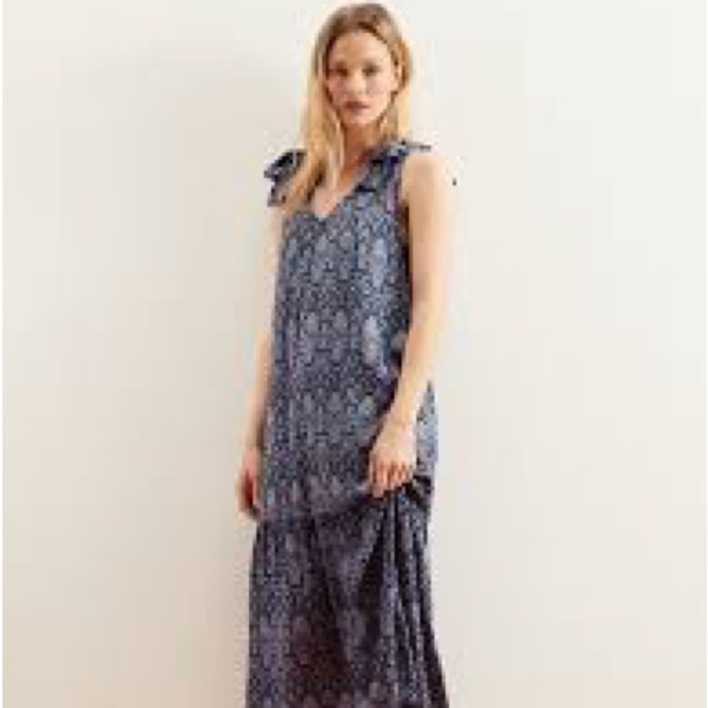 Banana Republic nylon tie shoulder drop waist midi dress size SP
